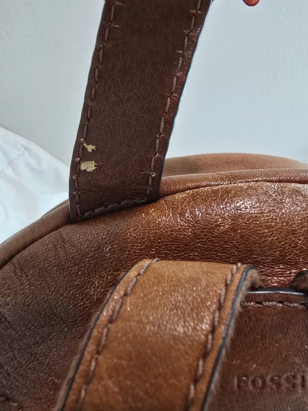 Fossil Chestnut Brown Leather Mini Backpack with Front Zip - Picture 5 of 10